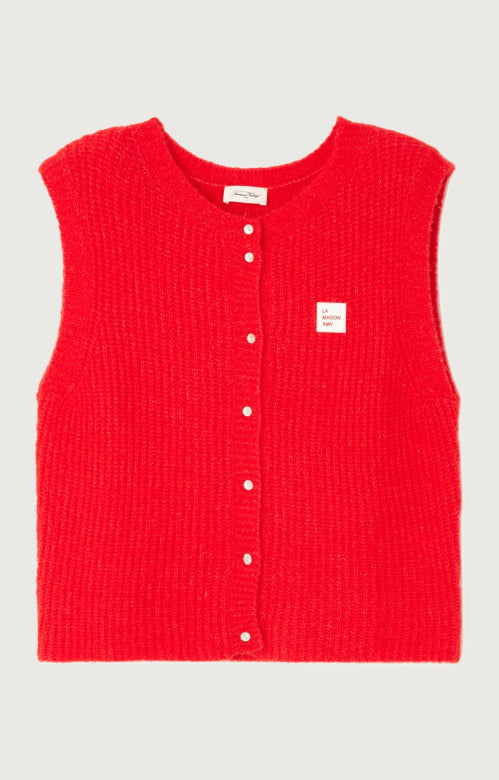 East Sleeveless Cardigan - Chilli Pepper